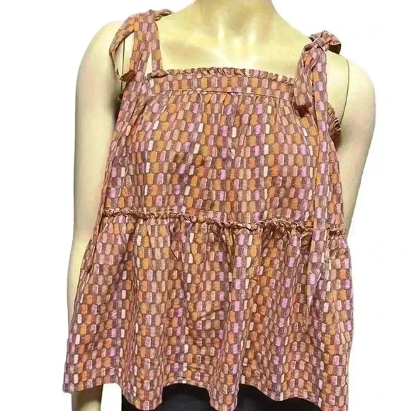 Universal Threads New Womens Size XS Tiered Bow Shoulder Strap Boho Swing Top - Picture 3 of 8